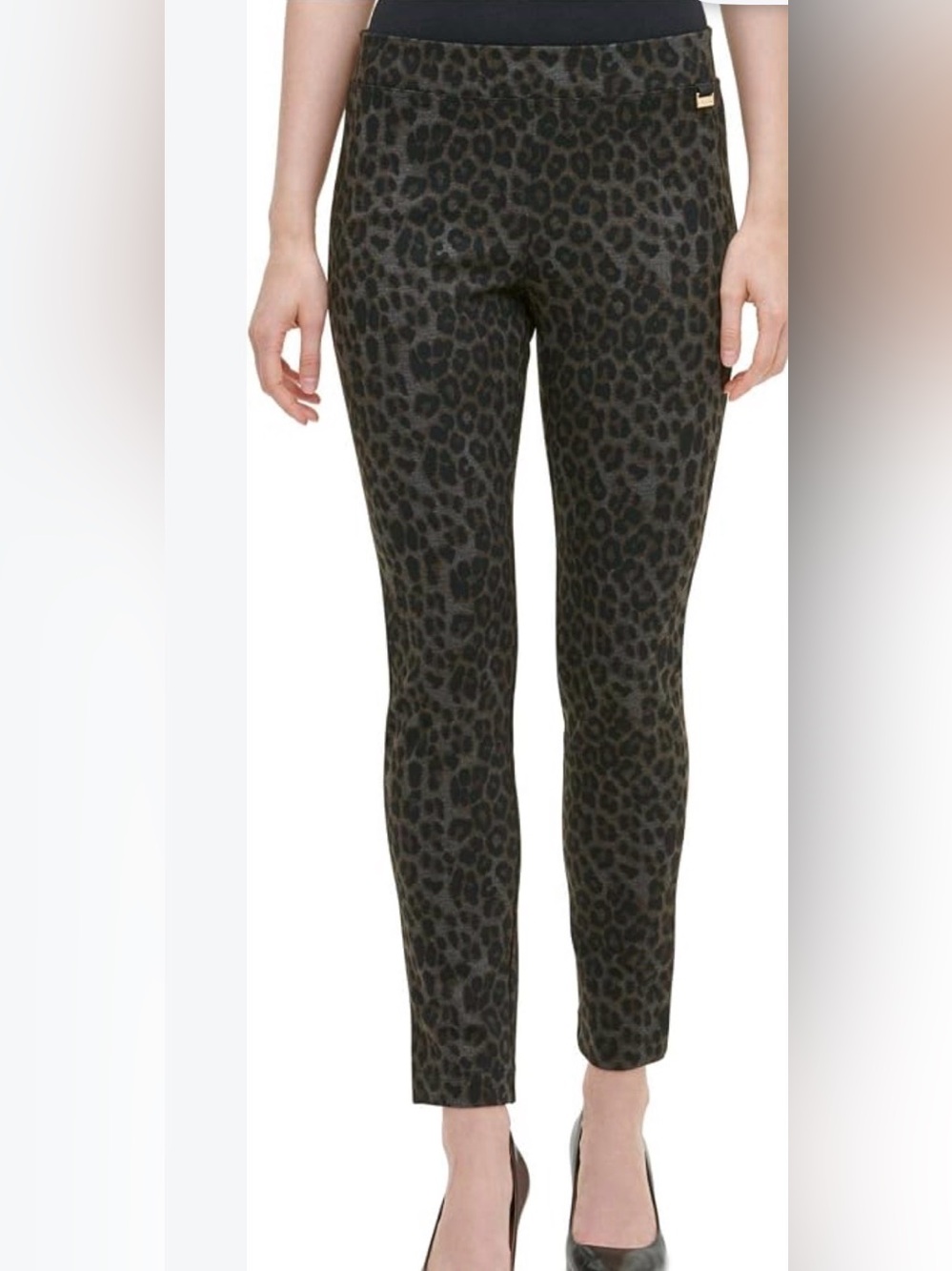 Calvin Klein Leopard Pull on Skinny Ankle Pants NWOT